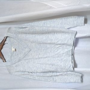 Blue and white speckled v-neck sweater